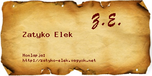 Zatyko Elek névjegykártya